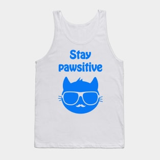 Stay pawsitive - cool & funny cat pun Tank Top